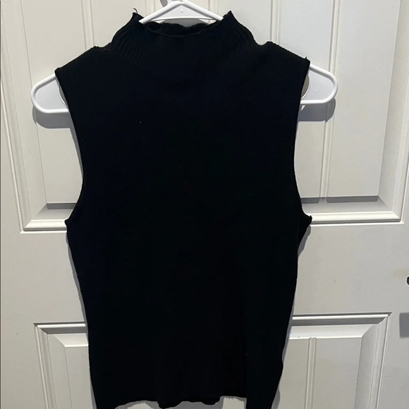 Studio 12 large ribbed Classic Black Sleeveless stretchy Tank Top - Picture 4 of 7
